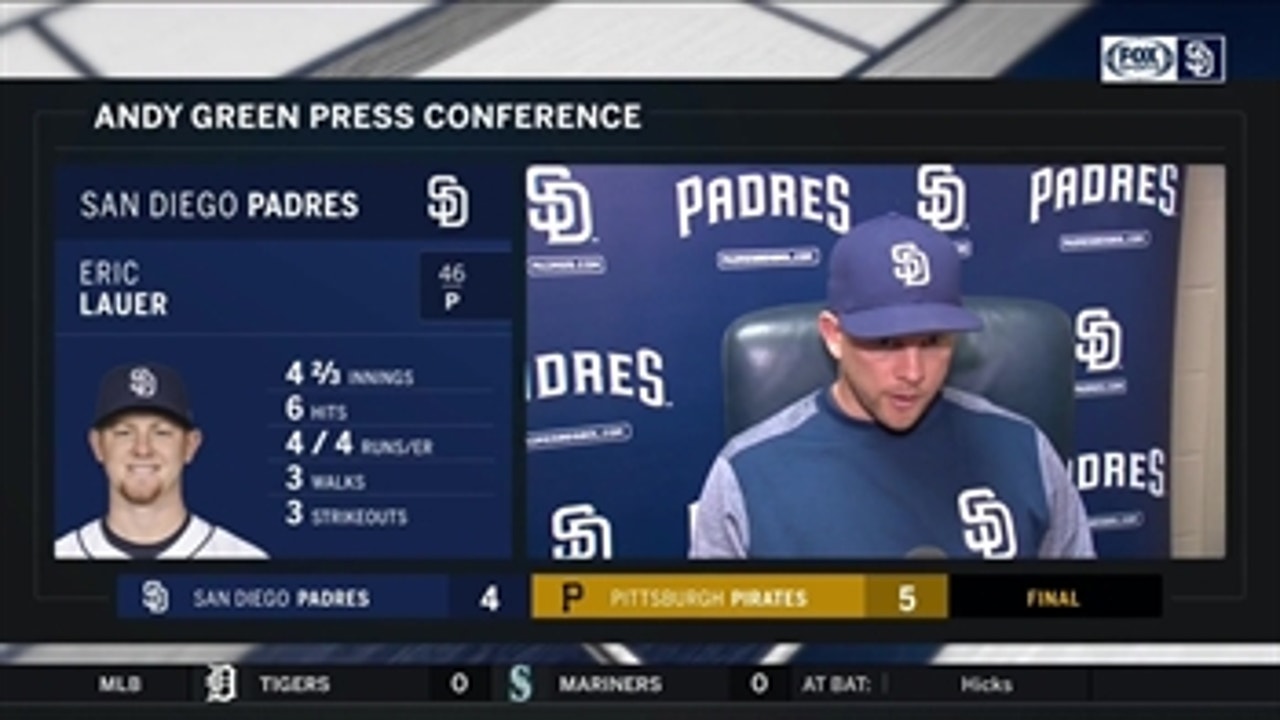Andy Green talks about Eric Lauer, his club's defense in loss