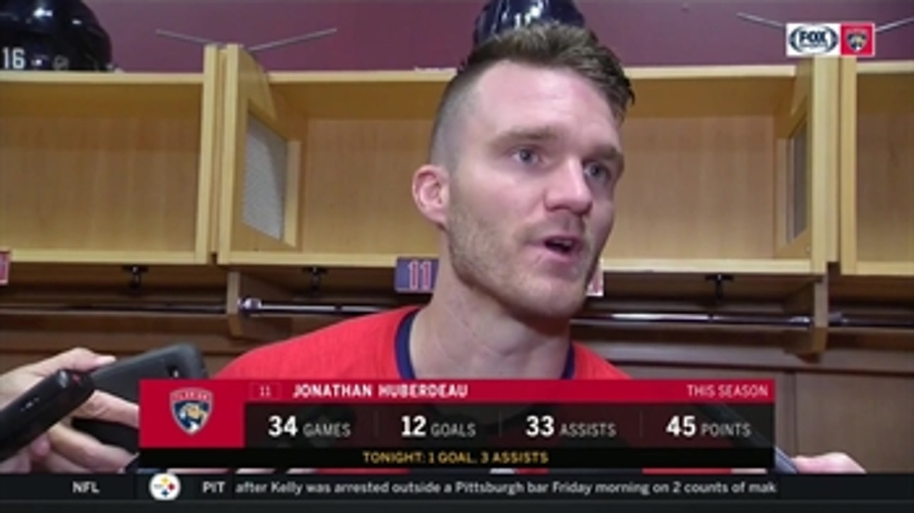 Jonathan Huberdeau breaks down win after tallying his 45th point of the season