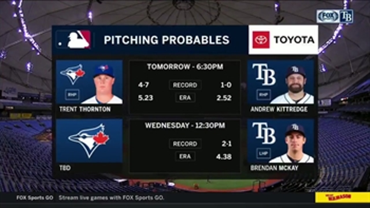 Rays look to even series against Blue Jays in Game 2 at the Trop