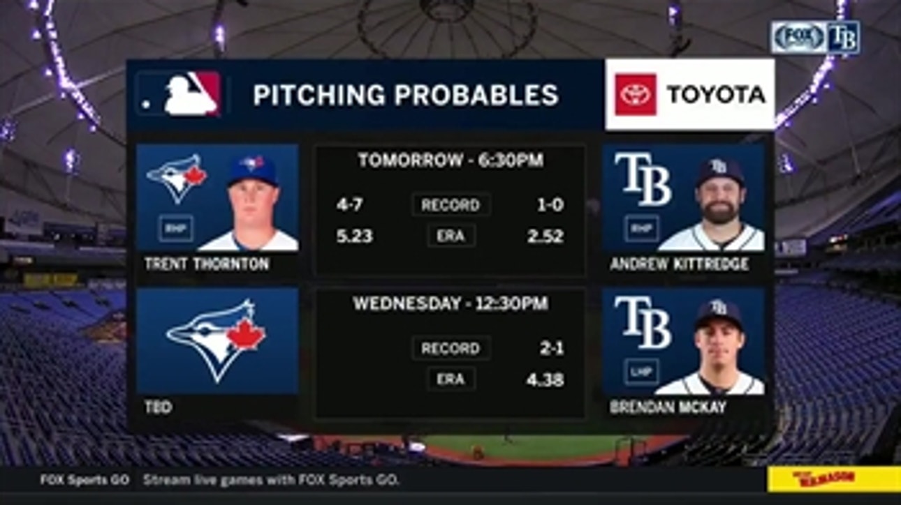 Rays look to even series against Blue Jays in Game 2 at the Trop