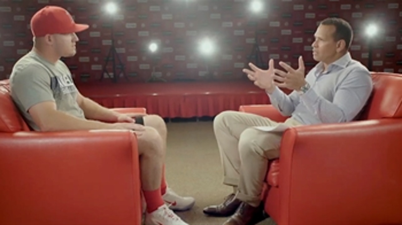 Mike Trout talks with Alex Rodriguez about being a star player in a big market