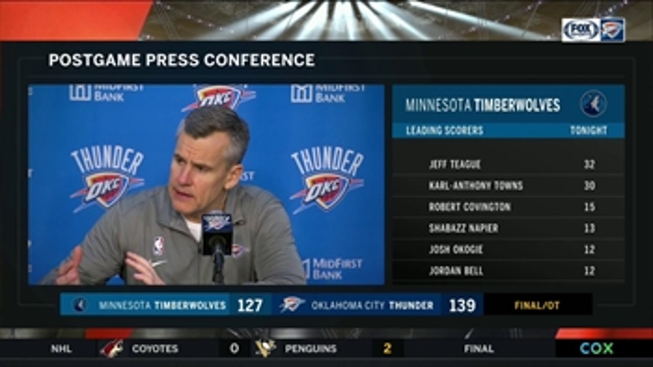 Billy Donovan talks with the Media after the Overtime Win