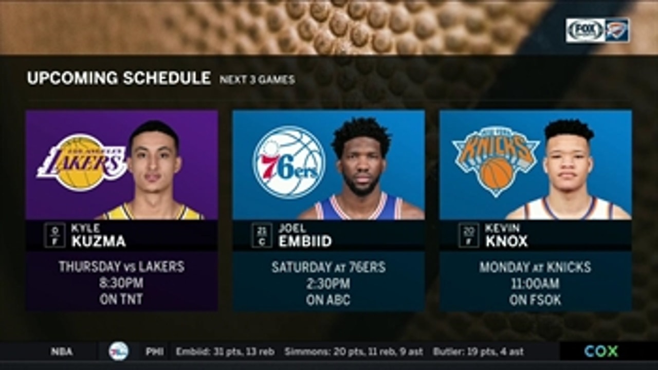 Upcoming Schedule for OKC ' Thunder Live