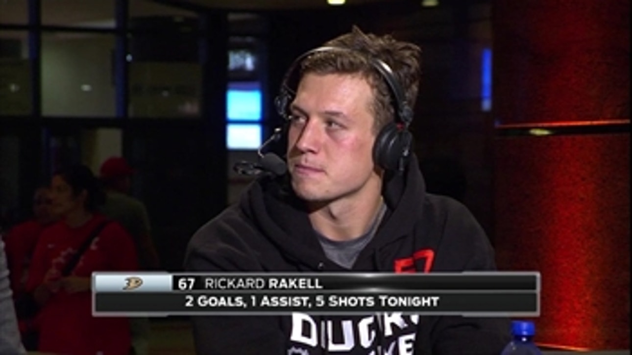 Rickard Rakell (2 goals, 1 assist) on 'Ducks Live' set following victory