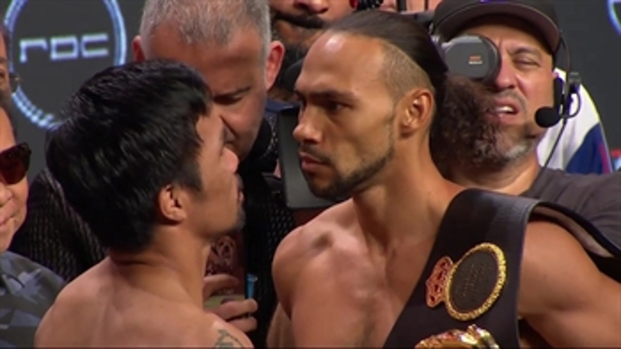 Manny Pacquiao and Keith Thurman face off one last time before their massive title fight ' WEIGH-INS ' PBC on FOX