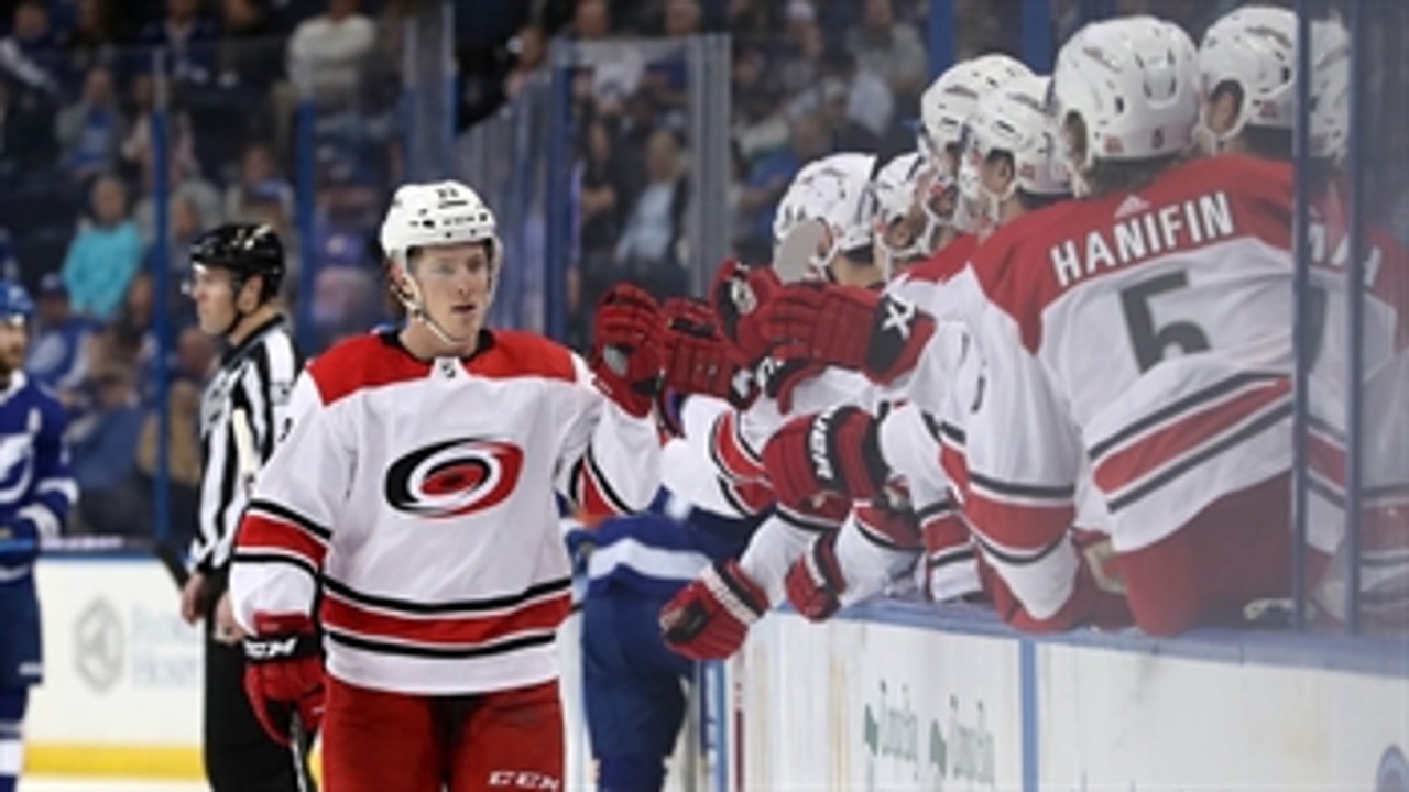 Canes LIVE To Go: Johnson nets hat trick to lead Tampa Bay over Carolina, 5-4