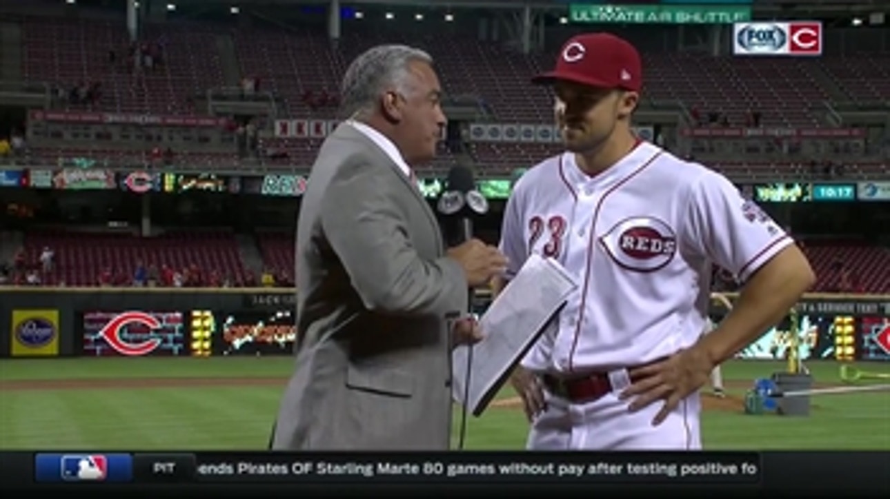 Adam Duvall reacts to his first career grand slam