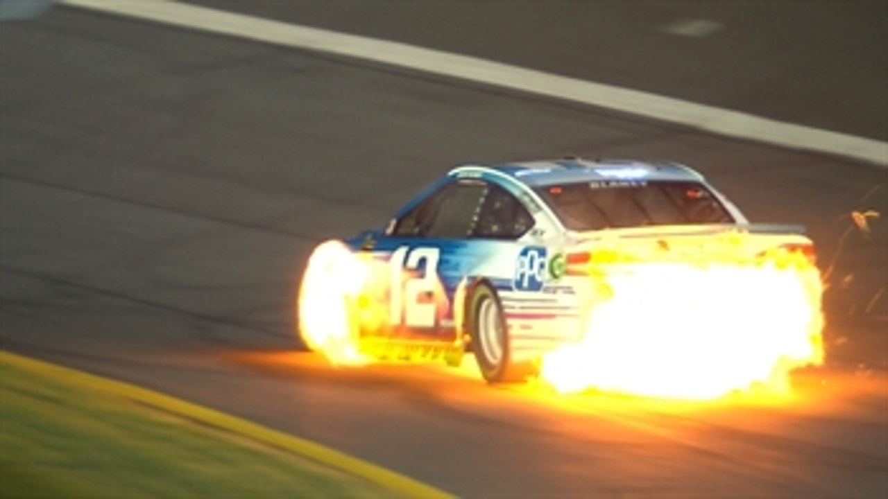 Ryan Blaney's car bursts into flames ' 2018 CHARLOTTE ' FOX NASCAR