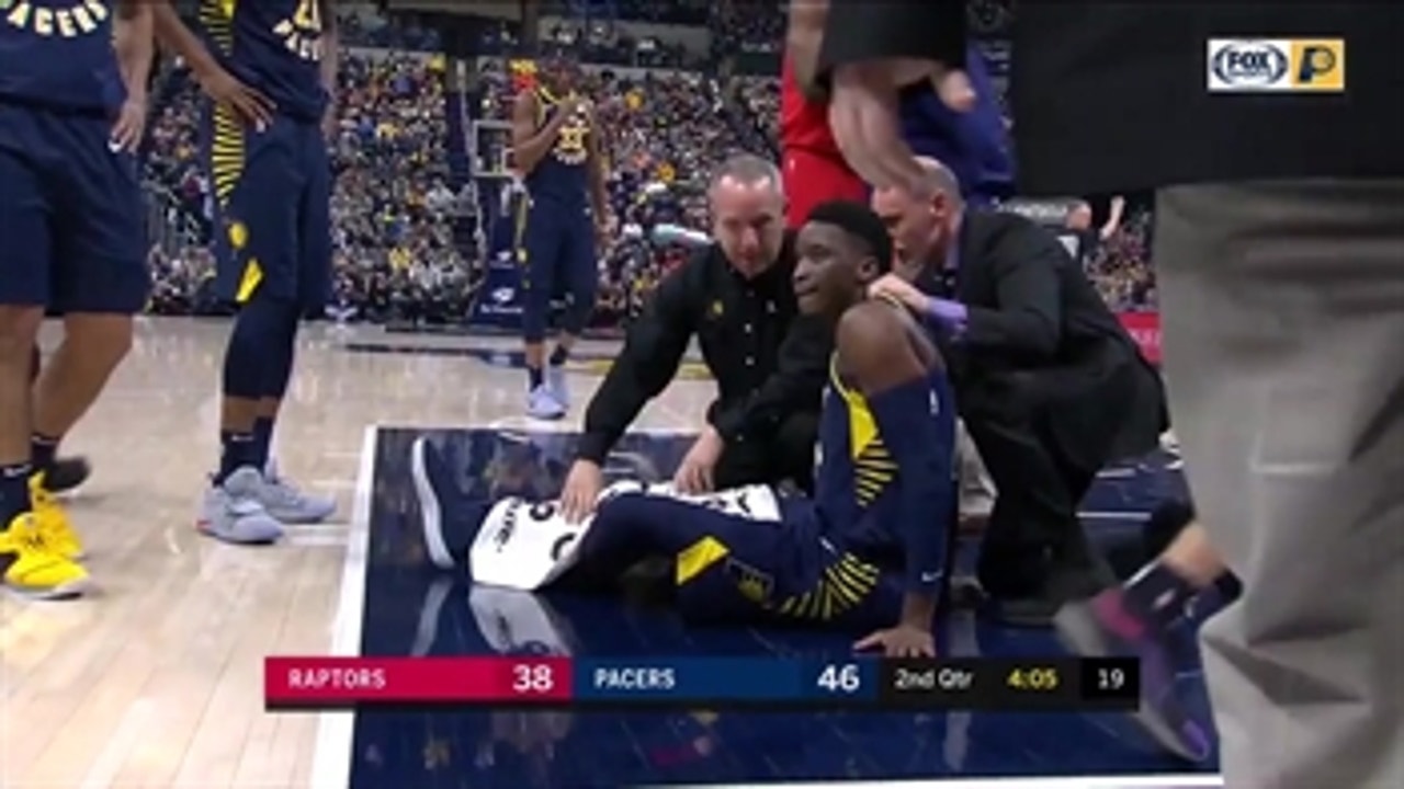 Oladipo stretchered off the court after apparent knee injury
