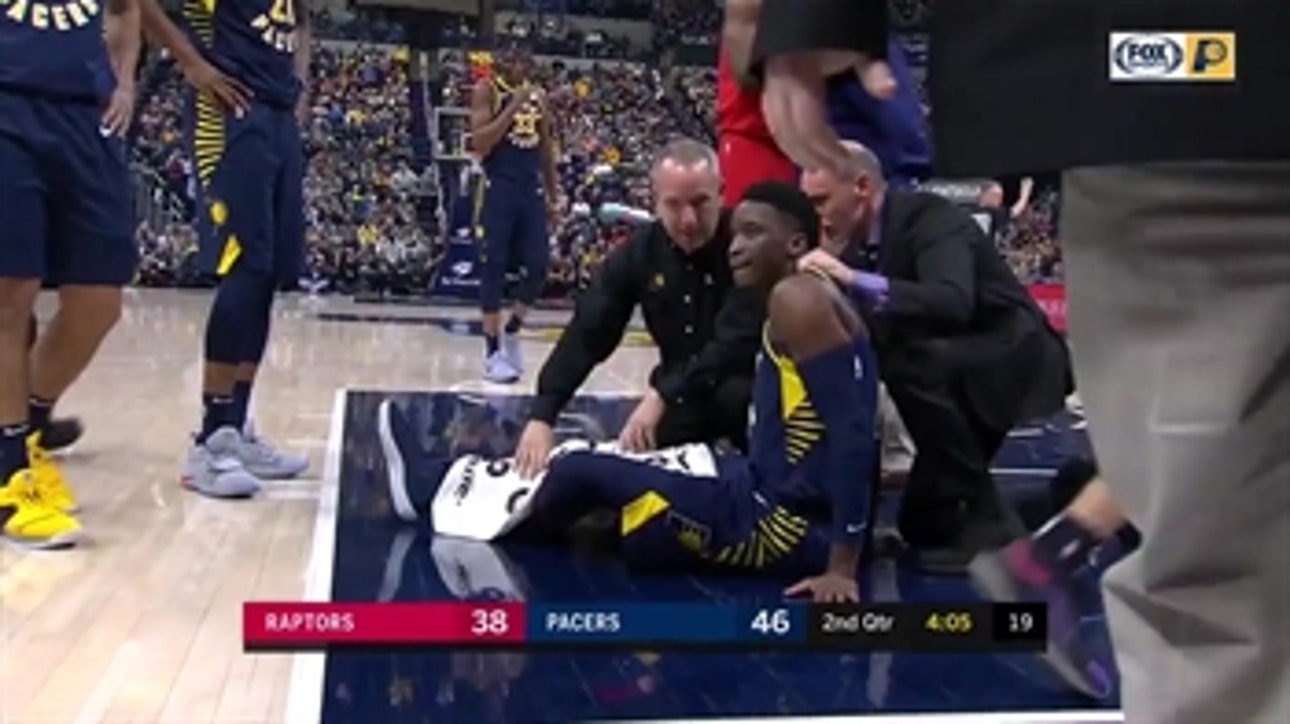 Oladipo stretchered off the court after apparent knee injury