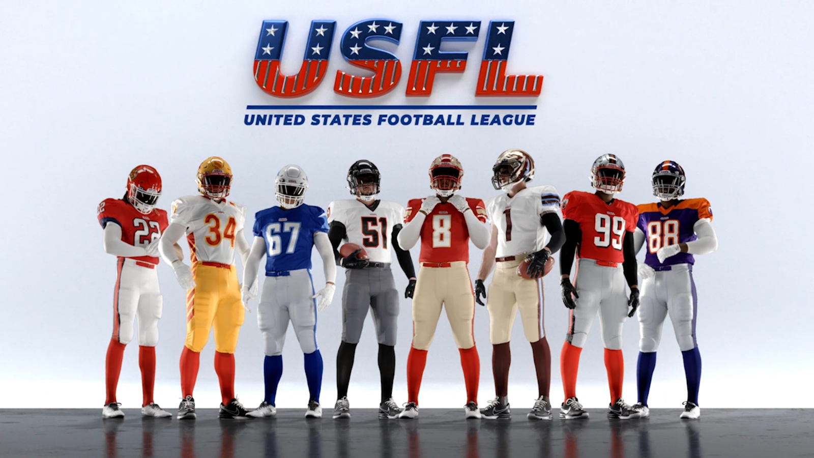 USFL uniforms for all eight teams