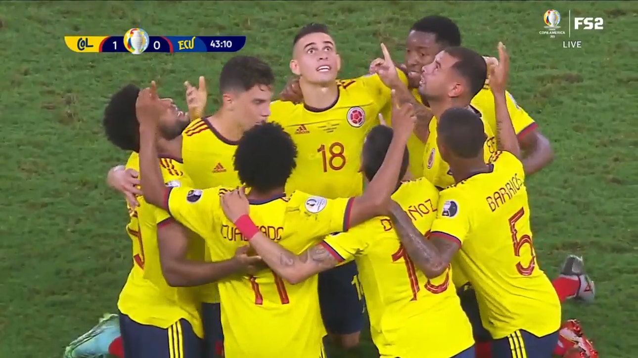 Edwin Cardona scores off free kick to give Colombia a 1-0 lead over Ecuador