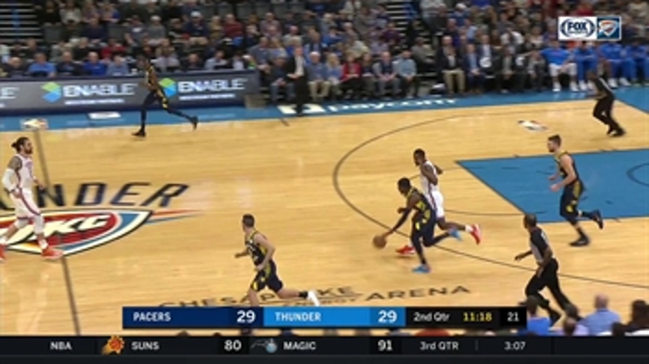 HIGHLIGHTS: Steven Adams Block, Dennis Schroder Three-Pointer