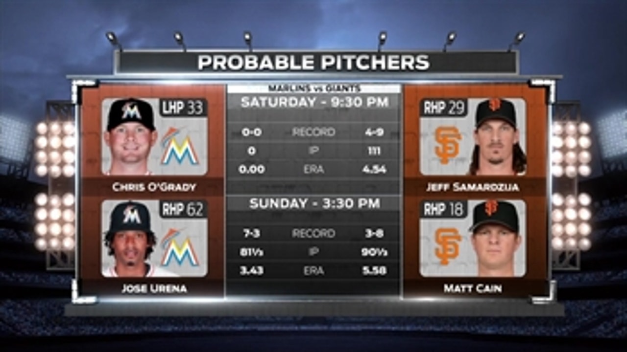 Marlins try to keep bats hot in Game 2 against Giants