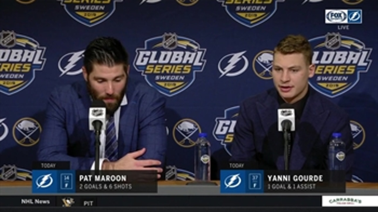 Pat Maroon, Yanni Gourde discuss chemistry, how they wreaked havoc on Sabres in Sweden