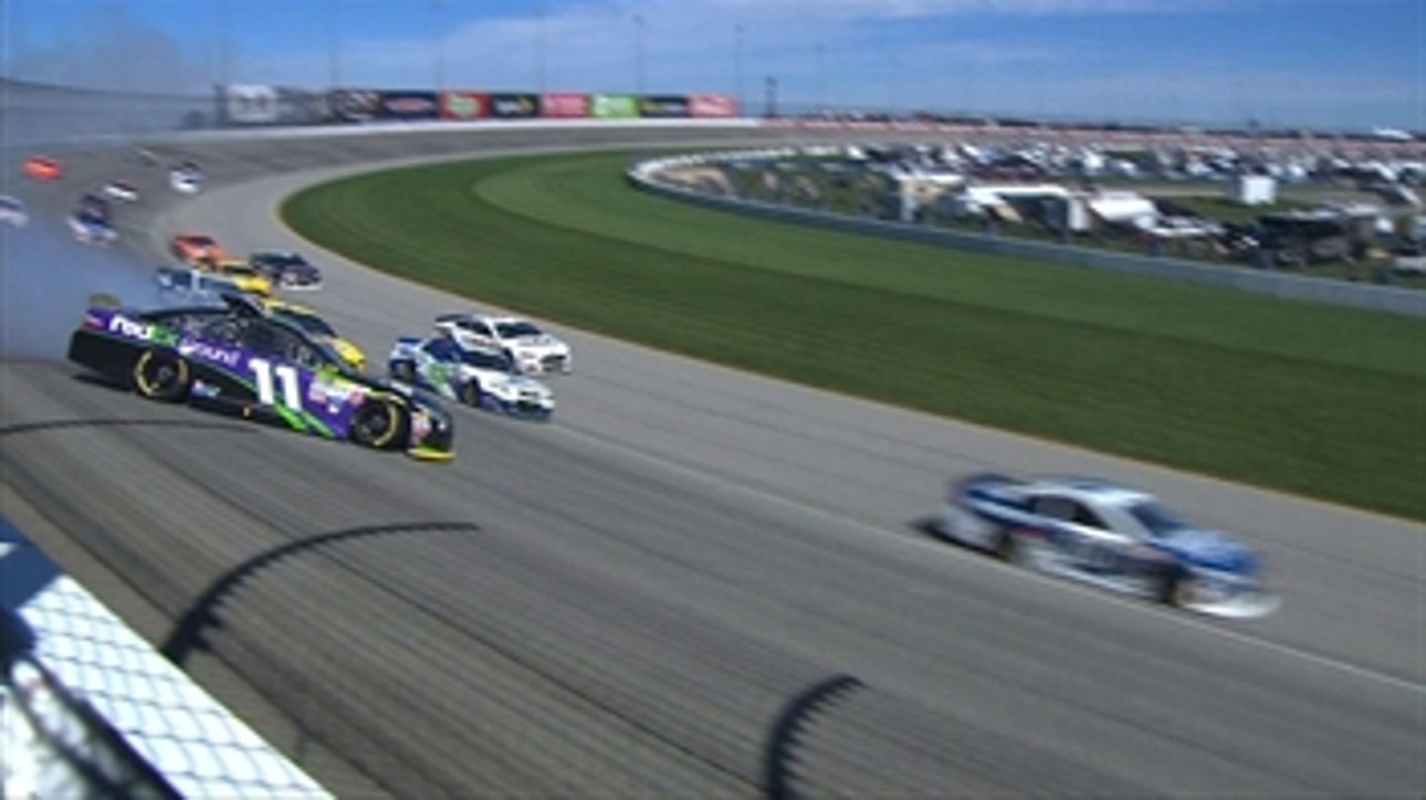 CUP: Denny Hamlin Spins Early - Chicago 2015