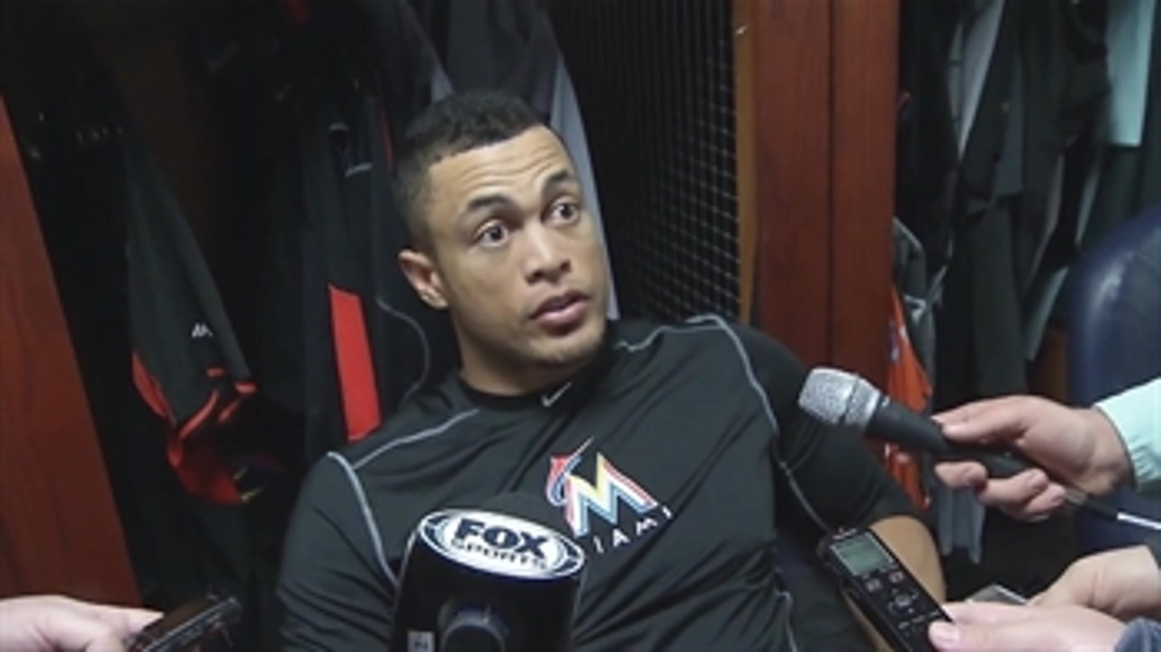 Giancarlo Stanton on his homer in return to Milwaukee