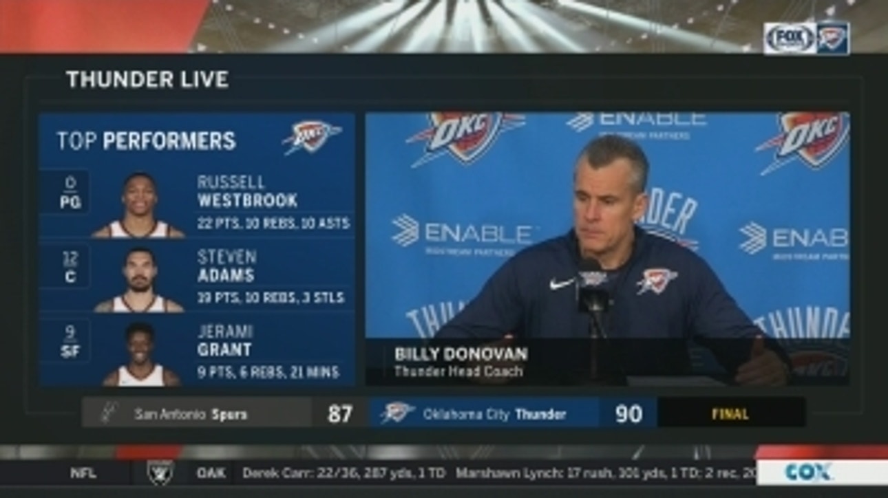 Billy Donovan on ball movement for OKC in win over San Antonio