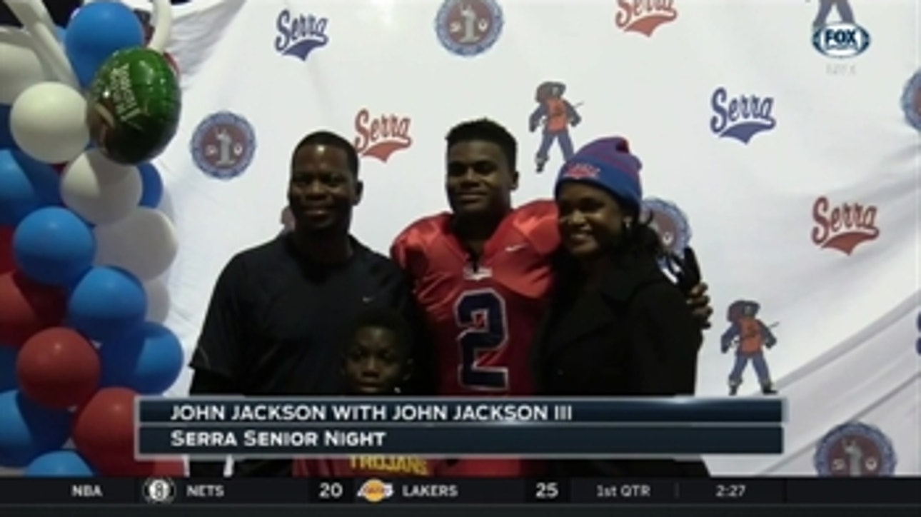 John Jackson with son, Serra star WR John Jackson III, on Senior Night