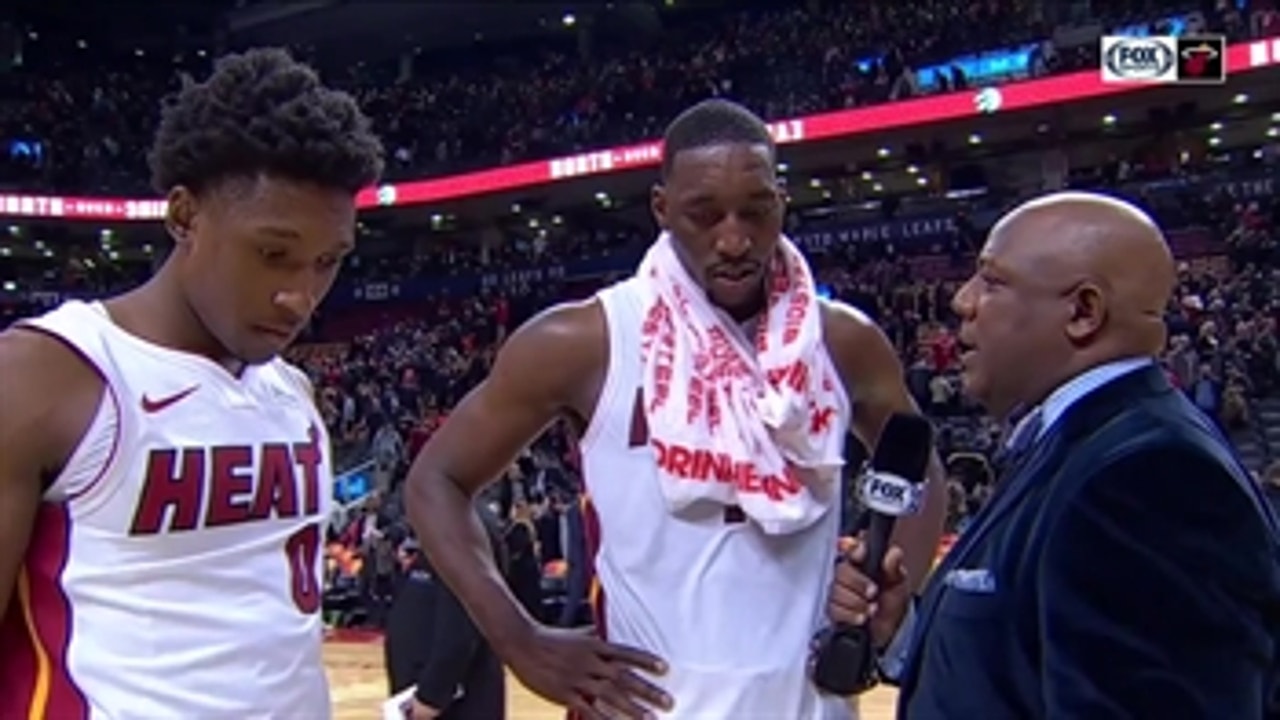 Bam Adebayo and Josh Richardson share the 'winner's circle' with Jason Jackson