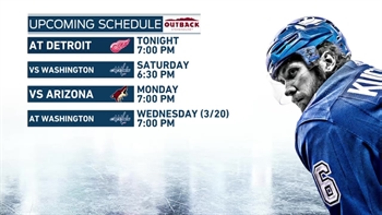 Lightning wrap up 2-game road trip with visit to Red Wings