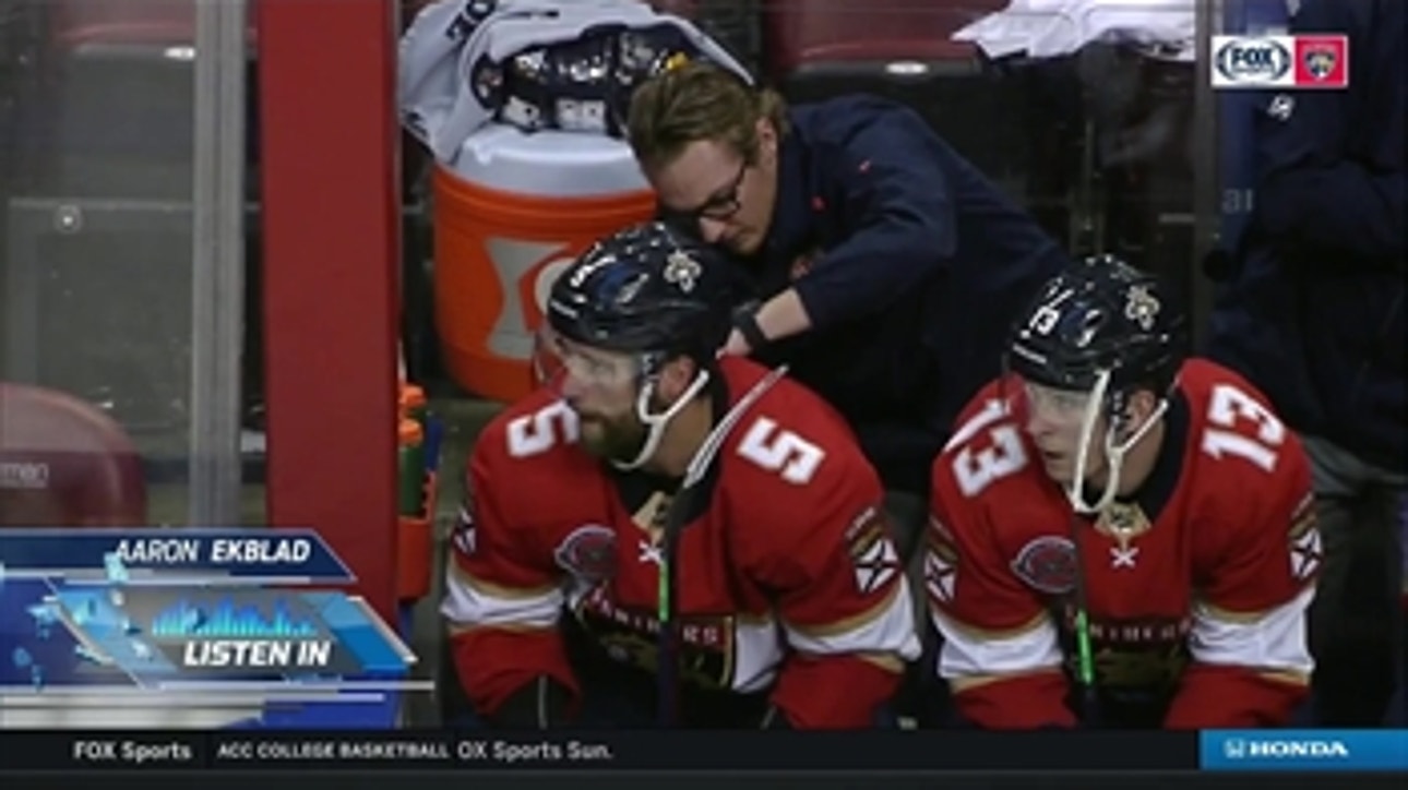 Mic'd up: Aaron Ekblad is mic'd for sound in Panthers game against Predators