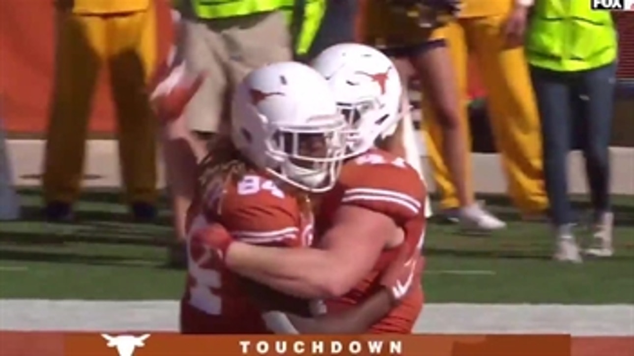 Lil'Jordan Humphrey follows his circus catch with a TD reception of his own for Texas