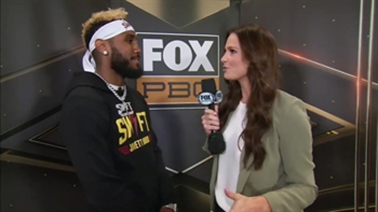 Jarrett Hurd talks with Hedi Androl before press conference in Virginia
