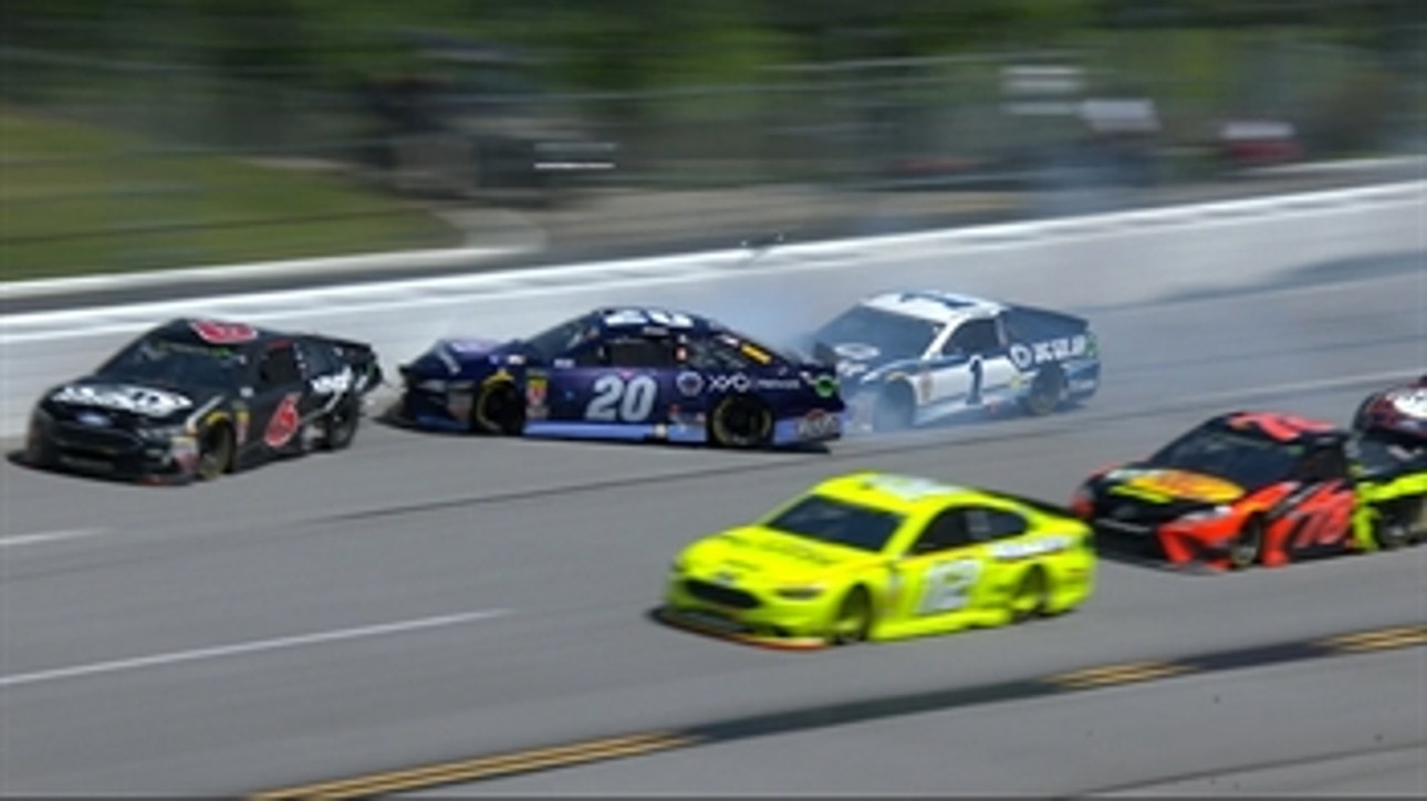 Jamie McMurray turns Erik Jones setting off multi-car wreck | 2018 TALLADEGA | FOX NASCAR