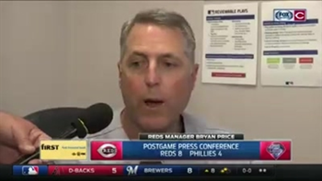Bryan Price excited to finally break the series losing streak against the Phillies
