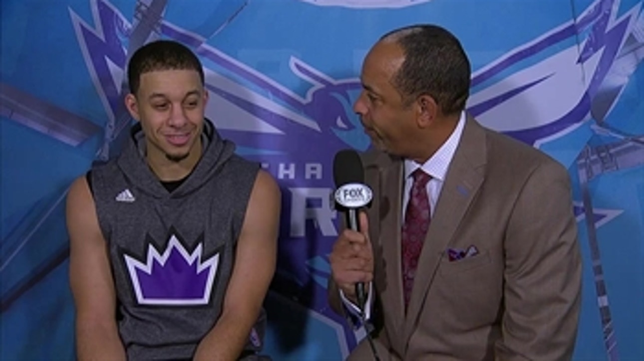 Dell Curry sits down with son Seth as Hornets face Kings