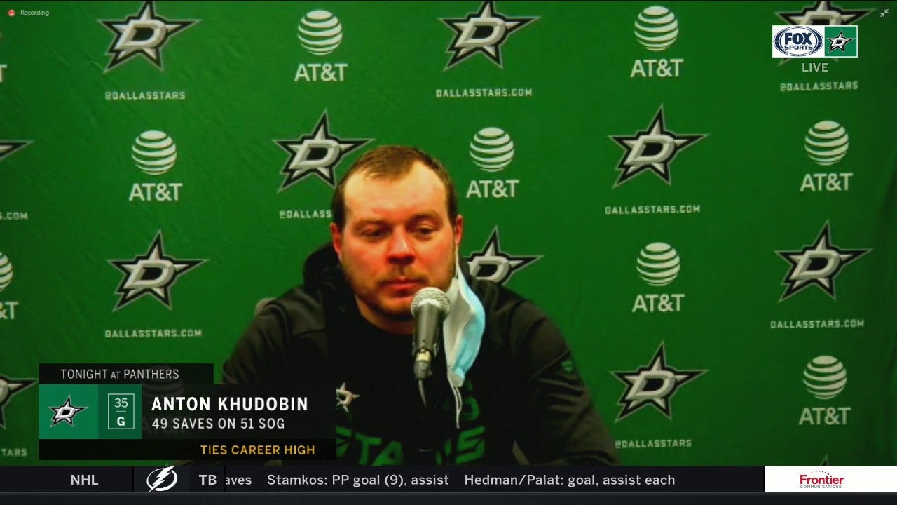 Anton Khudobin has 49 Saves for the Stars in the 3-1 loss vs. the Panthers