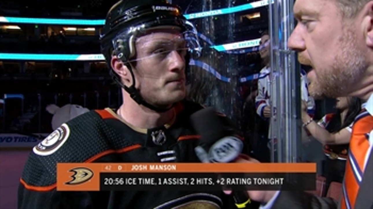 Ducks' Josh Manson on what went right in Tuesday's victory over Rangers