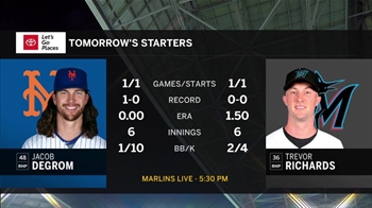 Marlins look to avoid sweep against Jacob deGrom, Mets