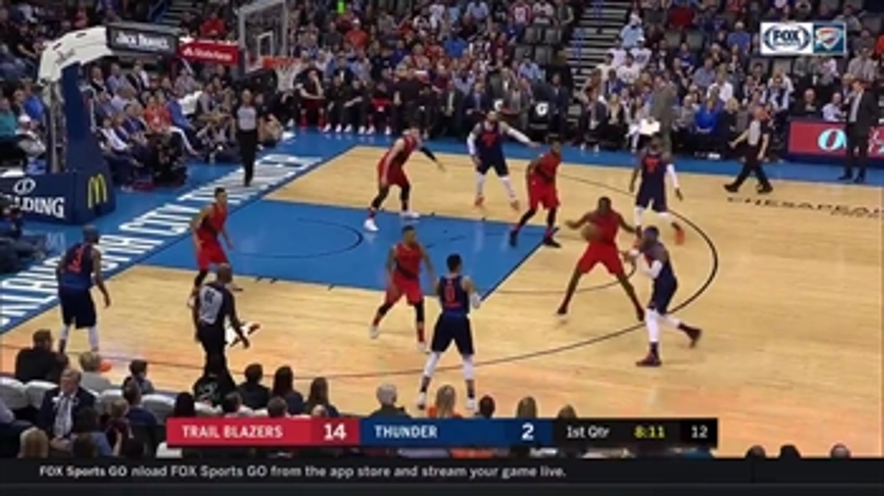 WATCH: Steven Adams Ally-Oop in 1st quarter vs. Trail Blazers ' Trail Blazers at Thunder