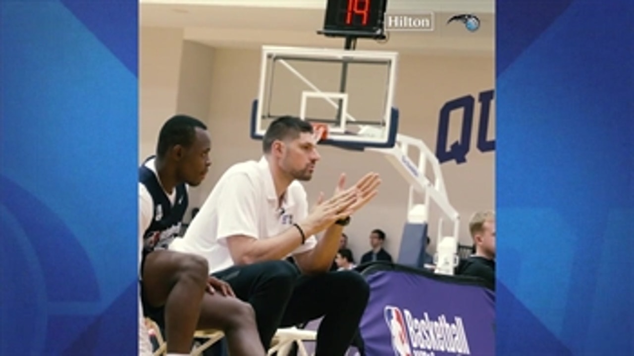Nikola Vucevic helps out at Basketball Without Borders event during All-Star Weekend