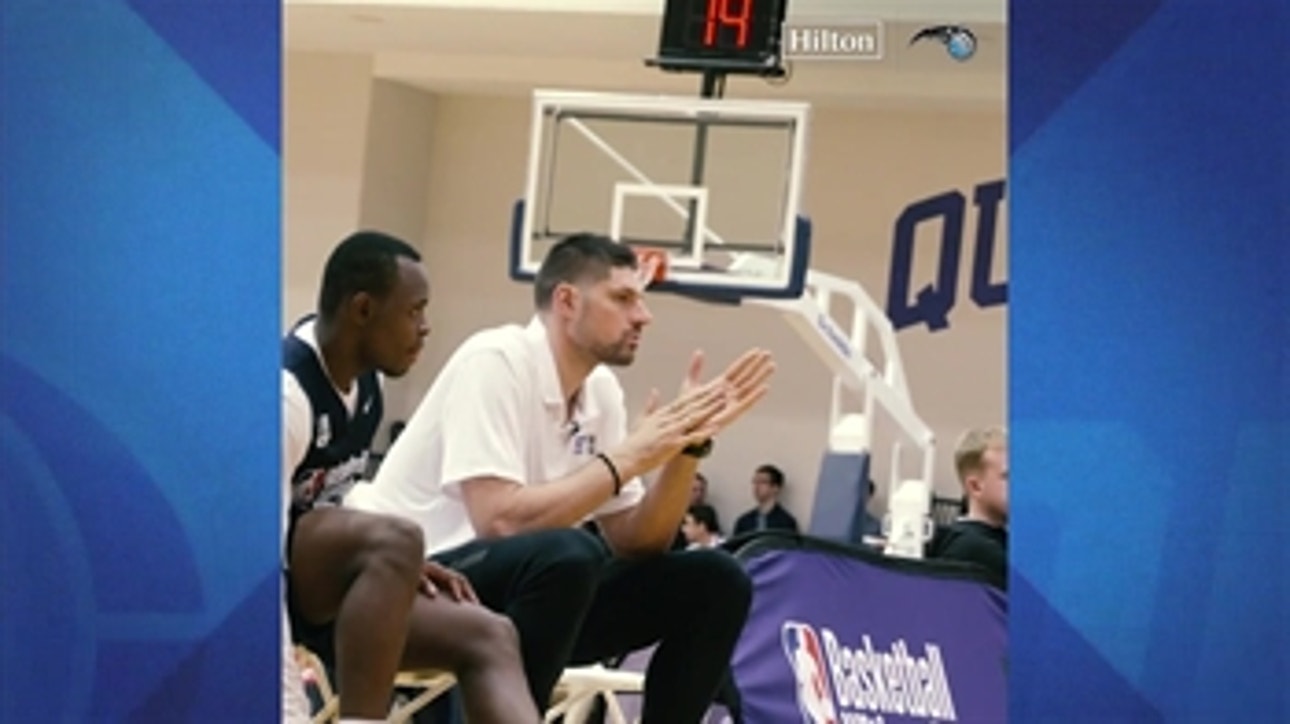 Nikola Vucevic helps out at Basketball Without Borders event during All-Star Weekend