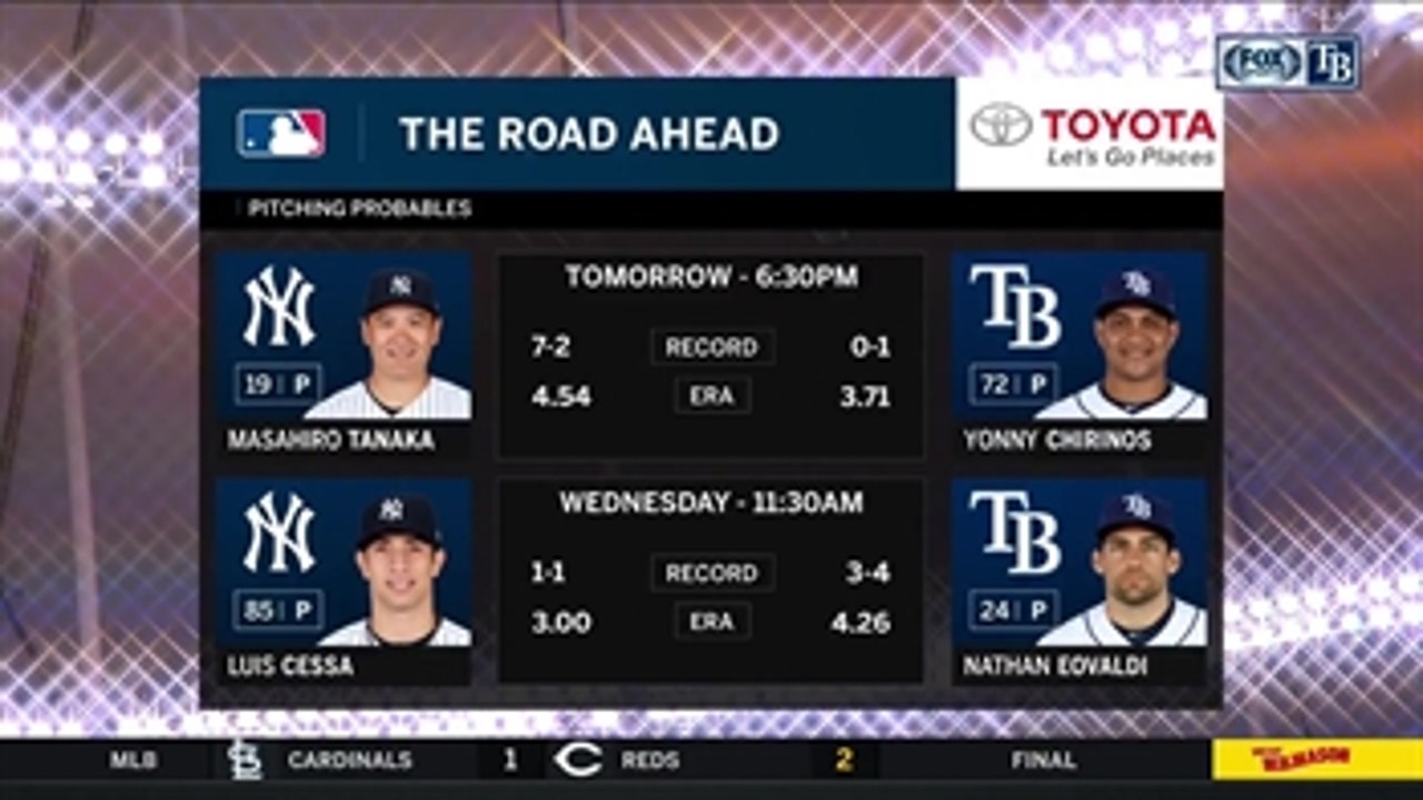 Yonny Chirinos returns to Rays for Game 2 vs. Yankees