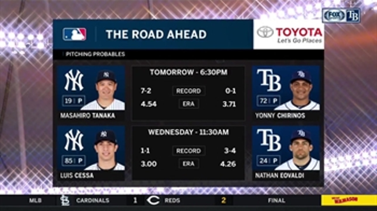 Yonny Chirinos returns to Rays for Game 2 vs. Yankees