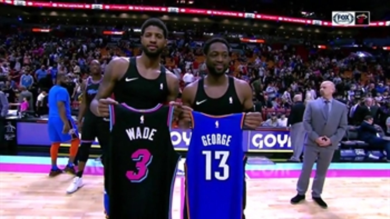 Dwyane Wade, Paul George swap jerseys for One Last Dance in Miami
