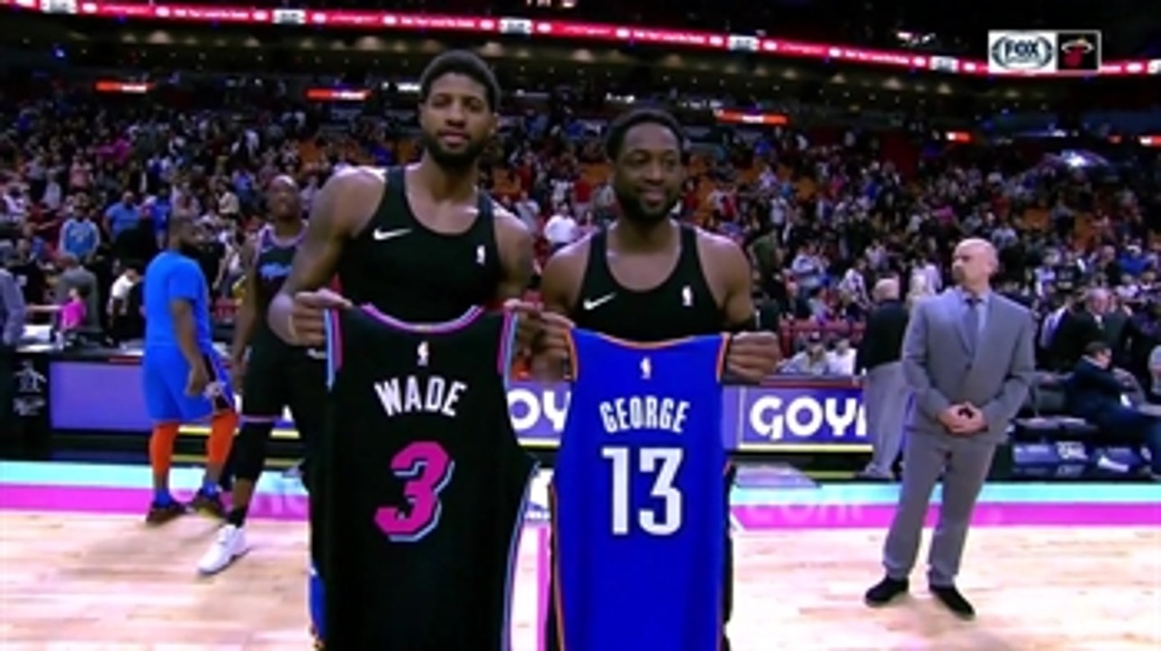 Dwyane Wade, Paul George swap jerseys for One Last Dance in Miami