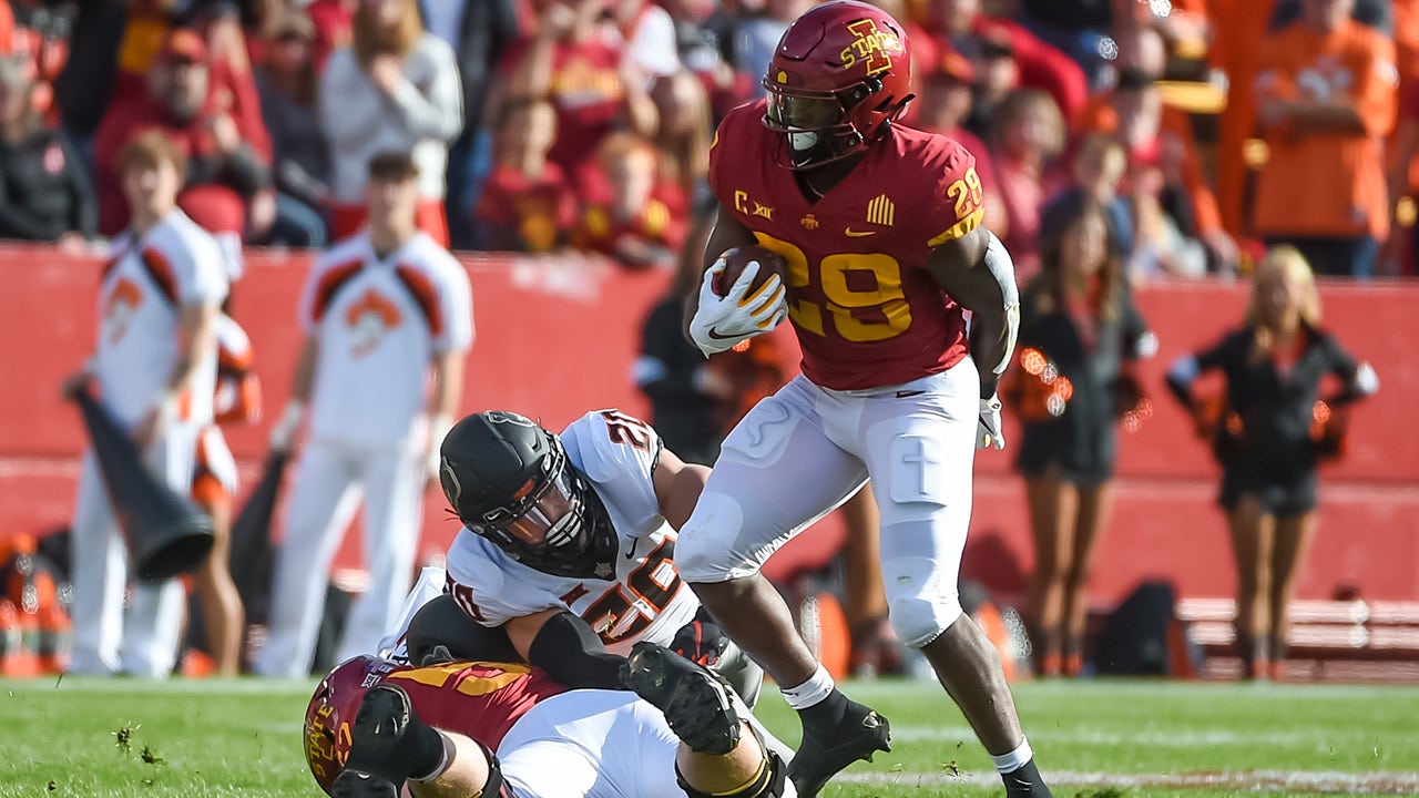 Breece Hall late TD, stingy defense helps Iowa St. earn 24-21 upset win over No. 8 Oklahoma St.