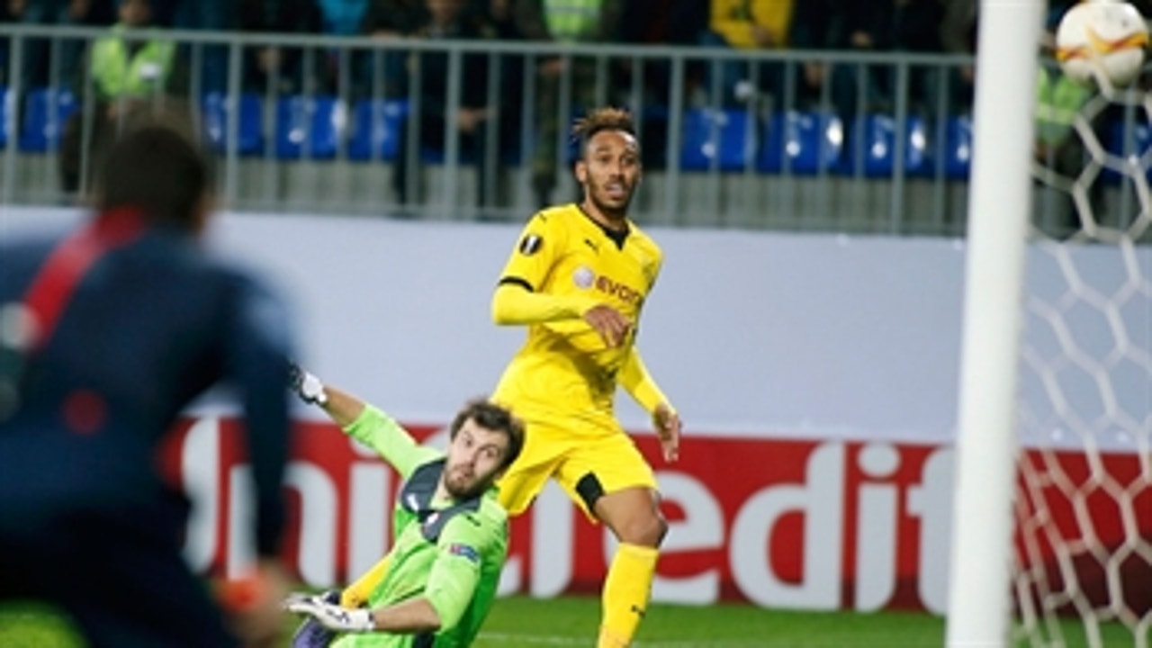 Aubameyang's brace doubles Dortmund's lead '  2015-16 UEFA Europa League Highlights