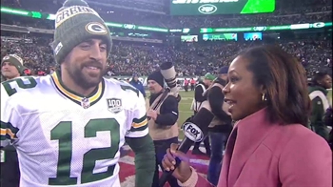 Aaron Rodgers says their first road win of the season is a nice Christmas present