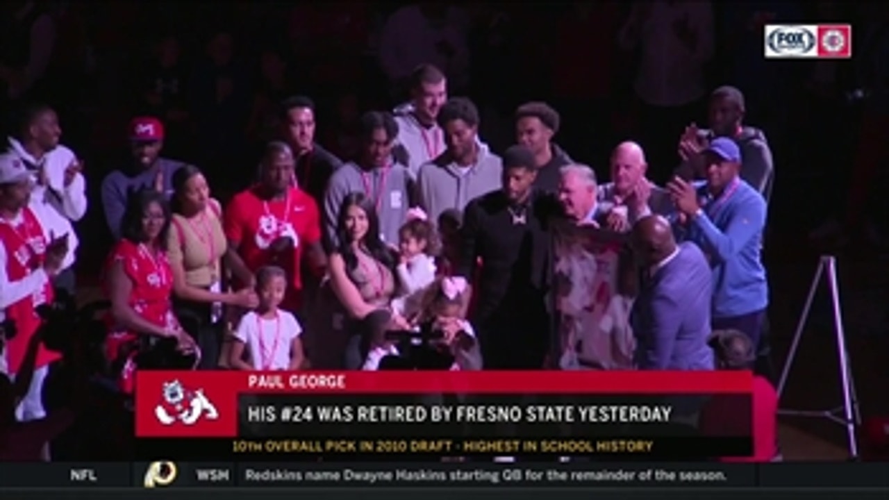 Paul George has jersey retired at Fresno State ' Clippers LIVE