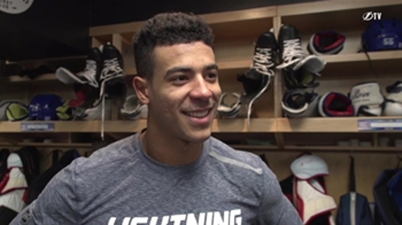 Thinking about his first NHL goal brings a smile to Mathieu Joseph's face