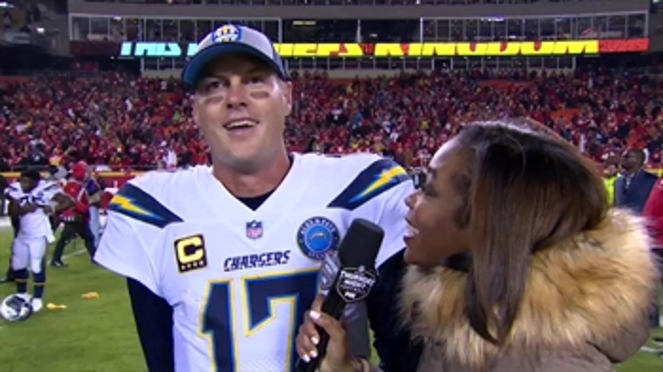 Philip Rivers is pumped up after the Chargers' last-second win over the Chiefs