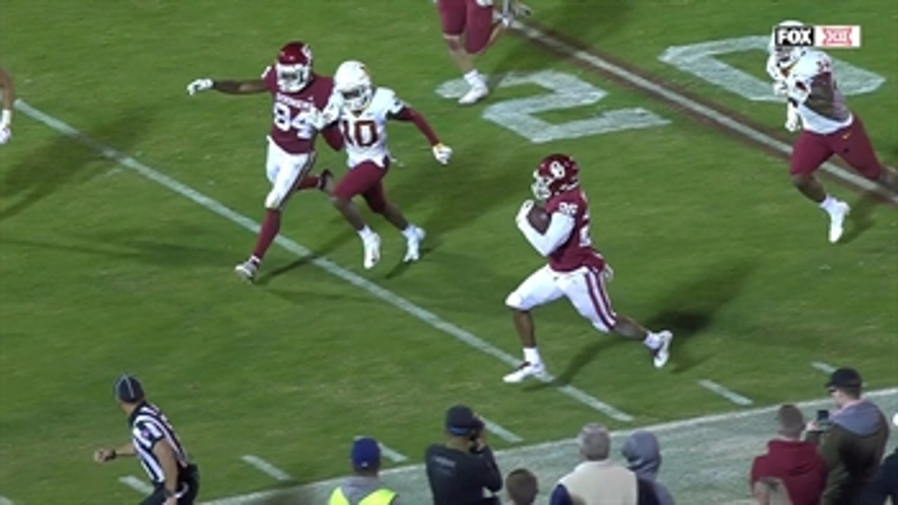 Kennedy Brooks springs 48-yard touchdown run to put Oklahoma up 42-21 on Iowa State