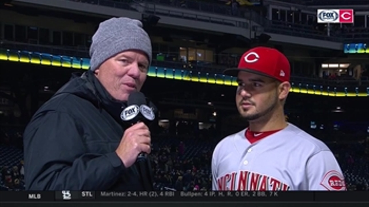 Suarez brings home 5 RBIs and had some celebration dancing with Joey Votto