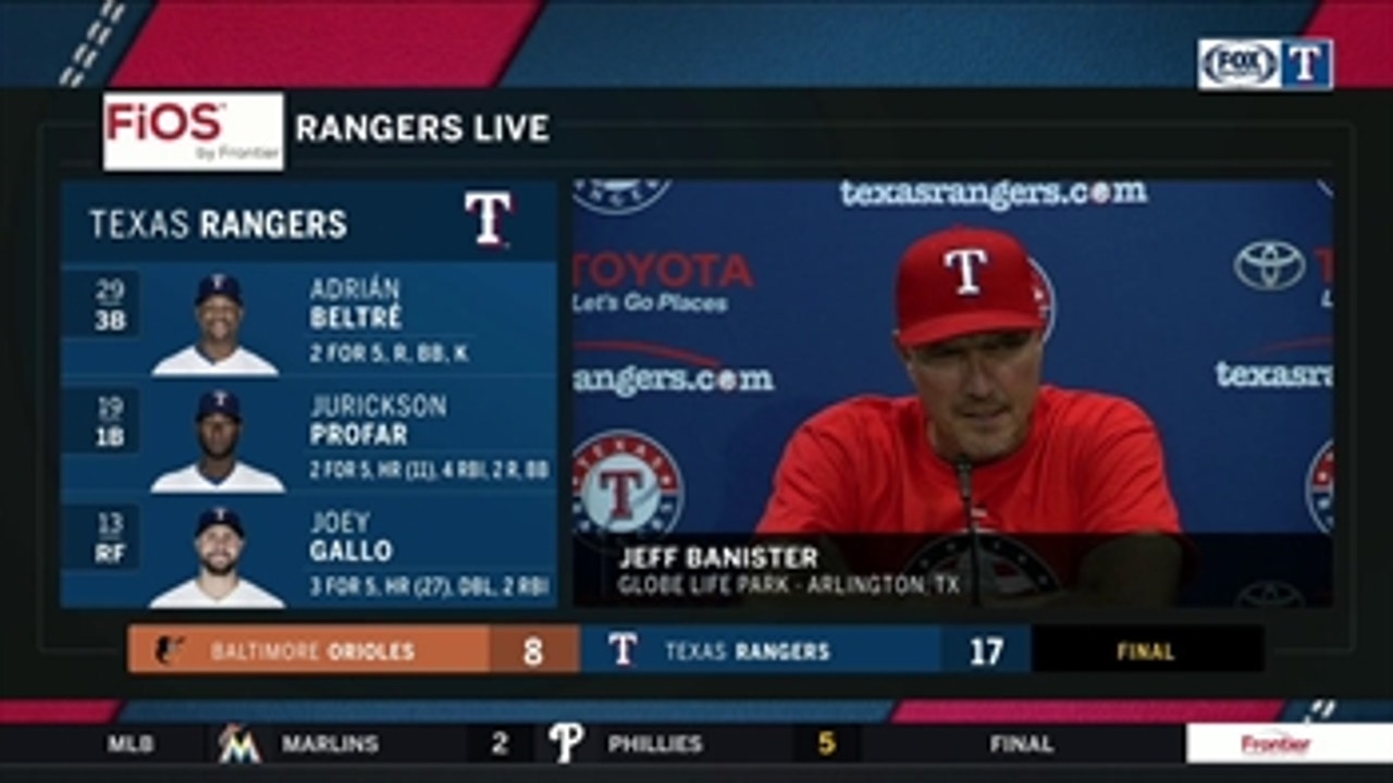 Jeff Banister talks 17-8 rout against Baltimore